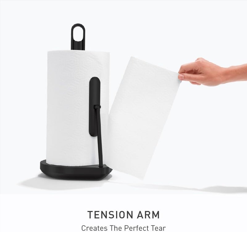 Simple Human Tension Arm Standing Paper Towel Holder, Heavy-Duty, Easy One-Handed Tear, Kitchen Countertop, Black Stainless Steel - Image 3